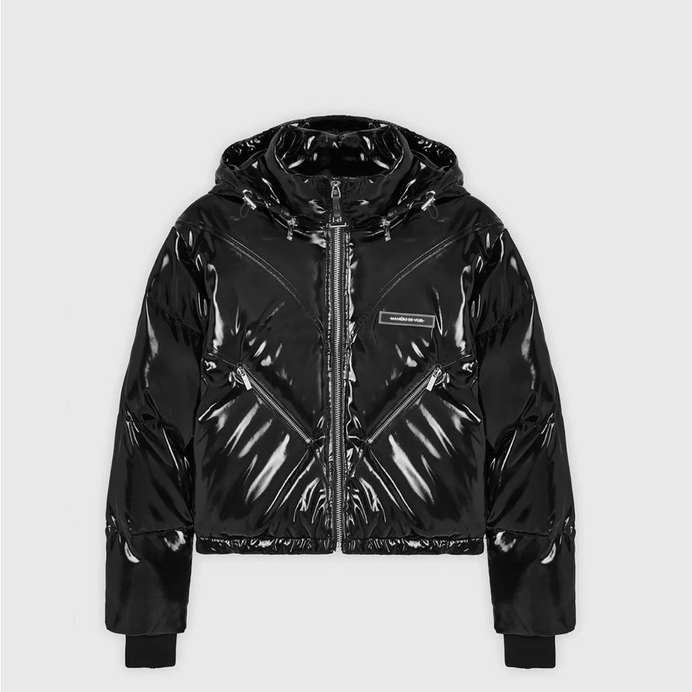 High shine black puffer jacket